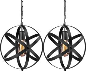 img 4 attached to 💡 Vintage Industrial Pendant Light, 2 Pack with Adjustable Metal Chain - Illuminate Your Space with Vintage Charm