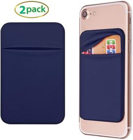 img 3 attached to 📱 OBVIS Cell Phone Pocket: Secure Stick-On Wallet Sleeve for iPhone & Android- 2 Pack Blue