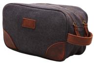 🧳 vintage leather canvas travel toiletry bag: stylish shaving dopp kit #a001 logo