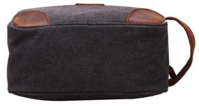 img 1 attached to 🧳 Vintage Leather Canvas Travel Toiletry Bag: Stylish Shaving Dopp Kit #A001