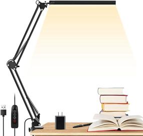 img 4 attached to 💡 ENOCH LED Desk Lamp: 14W Eye-Caring Metal Swing Arm Lamp with Clamp, 3 Modes, 30 Brightness Levels, Memory Function, USB Adapter - Perfect Architect Table Desk Light for Home Office