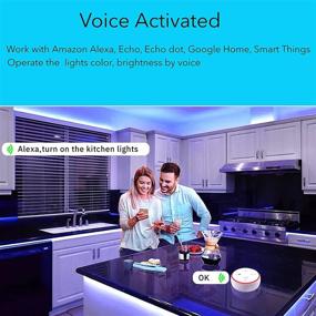 img 1 attached to 💡 Smart Under Cabinet Lighting Strip Lights - White &amp; Color Ambiance, Dimmable, Compatible with Alexa, Google Home, SmartThings, and Phone App. RGB Multi-Colored WiFi Lamp for Kitchen Counter Light Fixture (6 Lights Bar Kit)