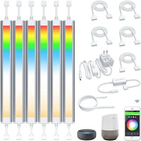 img 4 attached to 💡 Smart Under Cabinet Lighting Strip Lights - White &amp; Color Ambiance, Dimmable, Compatible with Alexa, Google Home, SmartThings, and Phone App. RGB Multi-Colored WiFi Lamp for Kitchen Counter Light Fixture (6 Lights Bar Kit)