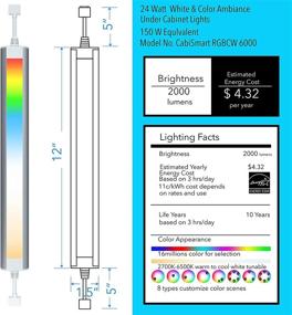 img 2 attached to 💡 Smart Under Cabinet Lighting Strip Lights - White &amp; Color Ambiance, Dimmable, Compatible with Alexa, Google Home, SmartThings, and Phone App. RGB Multi-Colored WiFi Lamp for Kitchen Counter Light Fixture (6 Lights Bar Kit)