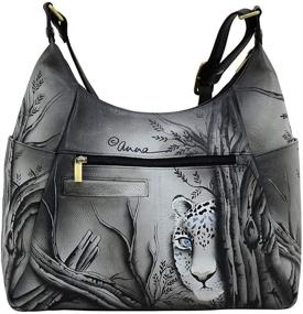 img 3 attached to 👜 Anna By Anuschka Handpainted Large Multi Pocket Hobo: Organizational Style at Its Best!