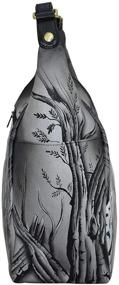 img 2 attached to 👜 Anna By Anuschka Handpainted Large Multi Pocket Hobo: Organizational Style at Its Best!