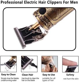 img 1 attached to 💈 VAGARY Professional Electric Hair Clipper for Men - T Blade Beard Hair Trimmer, Cordless & Rechargeable Clippers, Electric Shaver Haircut Clipper with Guide Combs - Home Barber Salon Set (Bronze)