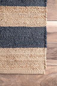 img 1 attached to 🏞️ nuLOOM Alisia Flatweave Stripes Jute Runner Rug, 2' 6" x 8', Denim - Stylish and Durable Accent for Hallways and Entryways