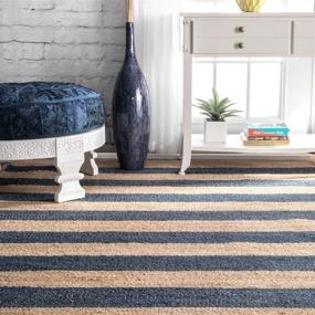 img 2 attached to 🏞️ nuLOOM Alisia Flatweave Stripes Jute Runner Rug, 2' 6" x 8', Denim - Stylish and Durable Accent for Hallways and Entryways