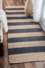 img 4 attached to 🏞️ nuLOOM Alisia Flatweave Stripes Jute Runner Rug, 2' 6" x 8', Denim - Stylish and Durable Accent for Hallways and Entryways