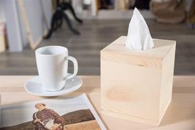 img 3 attached to 📦 Natural Wooden Tissue Box Holder (5 x 5 x 5.8 in)