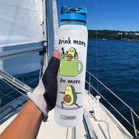 img 3 attached to 💧 Stay Hydrated and Motivated with 64HYDRO 32oz 1Liter Motivational Water Bottle - Avocado Design, Time Marker, Dual Function: Drink More, Do More HAH3005001