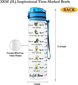 img 1 attached to 💧 Stay Hydrated and Motivated with 64HYDRO 32oz 1Liter Motivational Water Bottle - Avocado Design, Time Marker, Dual Function: Drink More, Do More HAH3005001