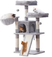 ultimate cat haven: hey-brother cat tree with cozy perches, scratching board, and multi-level condo with basket logo