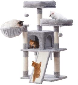 img 4 attached to Ultimate Cat Haven: Hey-brother Cat Tree with Cozy Perches, Scratching Board, and Multi-Level Condo with Basket