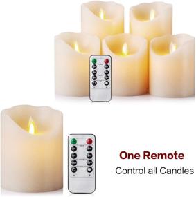 img 1 attached to 🕯️ Realistic Moving Flameless Ivory LED Candles - Set of 5, Battery-Operated, Real Wax Pillar with 10-Key Remote Control Timer, 2/4/6/8 Hours