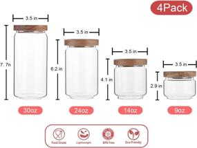 img 3 attached to 🏺 Emica Home Borosilicate Glass Kitchen Container/Canisters with Acacia Wood Air-tight Lid Set-4 Pack: Ultimate Glass Food Storage Jars for Kitchen & Pantry Organization - Ideal for Coffee, Nuts, Cookies, Pasta + More!