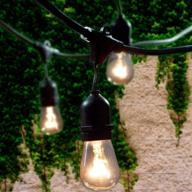 🏮 lemontec commercial grade outdoor string lights - 48 ft black weatherproof cord for patio garden porch backyard party deck yard – s14 black логотип