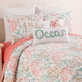 img 1 attached to C&amp;F Home Oceanaire Seafoam Full/Queen Quilt Set - Oversized Cotton Beach Ocean Coastal Reef Bedspread Coverlet - 3 Piece with 2 Shams - Full/Queen Size - Blue