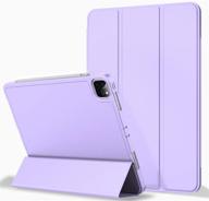 📱 zryxal ipad pro 12.9 case 2020 with pencil holder (4th generation): premium protective cover with soft tpu back & auto sleep/wake - clove purple logo