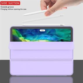 img 3 attached to 📱 ZryXal iPad Pro 12.9 Case 2020 with Pencil Holder (4th Generation): Premium Protective Cover with Soft TPU Back & Auto Sleep/Wake - Clove Purple