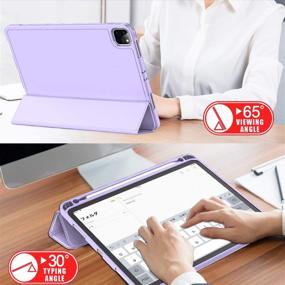 img 1 attached to 📱 ZryXal iPad Pro 12.9 Case 2020 with Pencil Holder (4th Generation): Premium Protective Cover with Soft TPU Back & Auto Sleep/Wake - Clove Purple