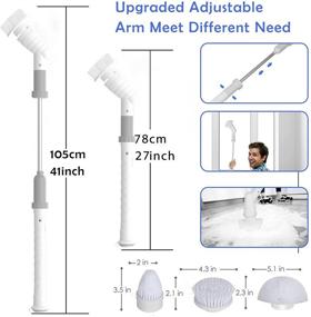 img 3 attached to 🧽 Revolutionize Cleaning with the Electric Spin Scrubber: Cordless Power Scrubber for Shower, Tub, and Tile, Featuring Long Handle and 3 Multi-Purpose Brush Heads