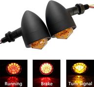 🏍️ fatecim 2-pack universal black motorcycle led turn signal lights with running/braking lights, heavy-duty indicators blinkers lights logo