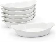 🍽️ au gratin dish set of 6 - kook 9-inch fine ceramic bakeware, oven safe, white, 18oz logo