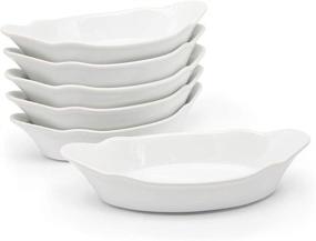 img 4 attached to 🍽️ Au Gratin Dish Set of 6 - KooK 9-inch Fine Ceramic Bakeware, Oven Safe, White, 18oz