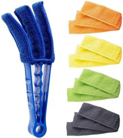 img 4 attached to 🧹 HIWARE Window Blind Cleaner Duster Brush with 5 Microfiber Sleeves - Ultimate Blind Cleaning Tools for Window Shutters, Blinds, Air Conditioners, Jalousies, and Dust Removal