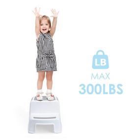 img 2 attached to 🪡 ACKO 2 Step Stool for Kids - Slip Resistant Children's Stool for Safe Toilet Training and Kitchen Stepping - Dual Height & Wide Two Step, BPA Free