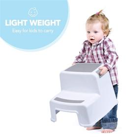 img 3 attached to 🪡 ACKO 2 Step Stool for Kids - Slip Resistant Children's Stool for Safe Toilet Training and Kitchen Stepping - Dual Height & Wide Two Step, BPA Free