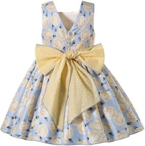 img 3 attached to 🌼 Pettigirl Summer Vintage Yellow Floral Sleeveless Outfit Toddler Kid Ruffle Cute Party Dress with Headband