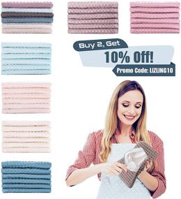 img 3 attached to 🧼 Lizling Towels - 6 Pack of Soft and Absorbent 100% Cotton Waffle Weave Kitchen Dish Cloths, 13x13 Inches, in 6 Vibrant Colors - Ideal Dish Towels & Tea Towels (Blue)