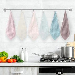 img 2 attached to 🧼 Lizling Towels - 6 Pack of Soft and Absorbent 100% Cotton Waffle Weave Kitchen Dish Cloths, 13x13 Inches, in 6 Vibrant Colors - Ideal Dish Towels & Tea Towels (Blue)