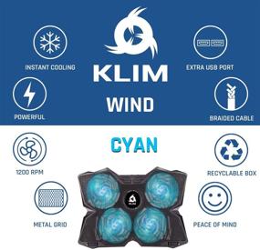 img 1 attached to 💨 KLIM Wind Laptop Cooling Pad 2021 - Powerful 4-Fan Cooling for 11-17 Inch Laptops - Gamer USB Slim Stand - Cyan