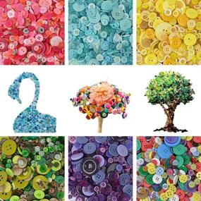 img 2 attached to TangTanger 600+ Resin Buttons Assorted Sizes 2 and 4 Holes Round Craft Sewing DIY Crafts Kids Button Painting (Yellow)