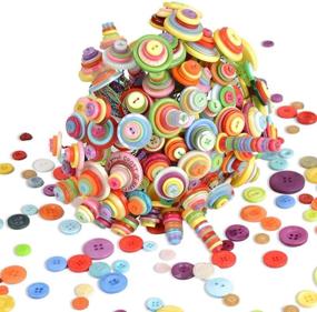 img 1 attached to TangTanger 600+ Resin Buttons Assorted Sizes 2 and 4 Holes Round Craft Sewing DIY Crafts Kids Button Painting (Yellow)