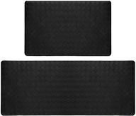 pauwer anti fatigue kitchen rugs set - 2 piece thick cushioned kitchen floor mat 👞 carpets - heavy duty comfort standing mat - waterproof non slip kitchen runner rug - black logo