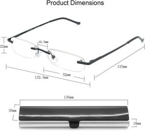 img 1 attached to Stylish EYE ZOOM Rimless Reading Glasses for Men and 👓 Women- Black, Gold, Gunmetal, Blue, and Red, with Sleek Slim Case