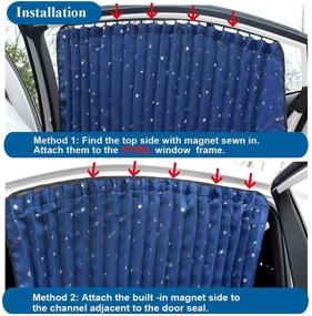 img 1 attached to Овеге боковая солнцезащитная шторка для окна автомобиля с плиссированной завесой на присоске и магните (голубая звезда)