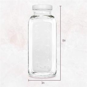 img 3 attached to 🥛 Pack of 4 - 32oz Vintage Square Glass Milk Bottles with Plastic Airtight Lids, Quart Sized Reusable Dairy Drinking Containers, with Measurement Marks for Milk, Yogurt, Smoothies, Kefir, Kombucha, Water