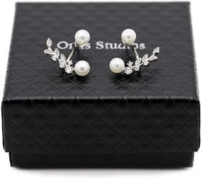 img 3 attached to 💎 Orris 18K White Gold Plated Double Sided Diamond Ear Jacket Stud Earrings Set: Stunning, Enhanced SEO