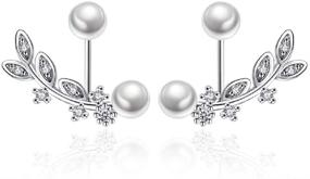 img 4 attached to 💎 Orris 18K White Gold Plated Double Sided Diamond Ear Jacket Stud Earrings Set: Stunning, Enhanced SEO