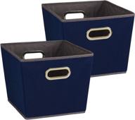 🔵 organize in style: household essentials 94 medium tapered decorative storage bins - set of 2 cubby baskets in navy blue logo