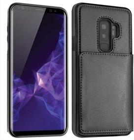 img 3 attached to 📱 LakiBeibi Galaxy S9 Plus Case: Lightweight Slim Leather Wallet with Card Holders, Magnetic Lock, and Screen Protector - Black