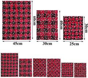 img 3 attached to Набор из 6 штук мешков с вязаным узловым шнуром в клетку с снежным узором - идеальные хлопковые пакеты для обертывания подарков на праздничную вечеринку в Рождество, от Aneco