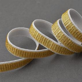 img 2 attached to White/Gold 4-Yards 3/8-inch (10mm) Elastic Stretch Ribbon Trim, Elastic Band by TR-11639