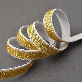 img 1 attached to White/Gold 4-Yards 3/8-inch (10mm) Elastic Stretch Ribbon Trim, Elastic Band by TR-11639